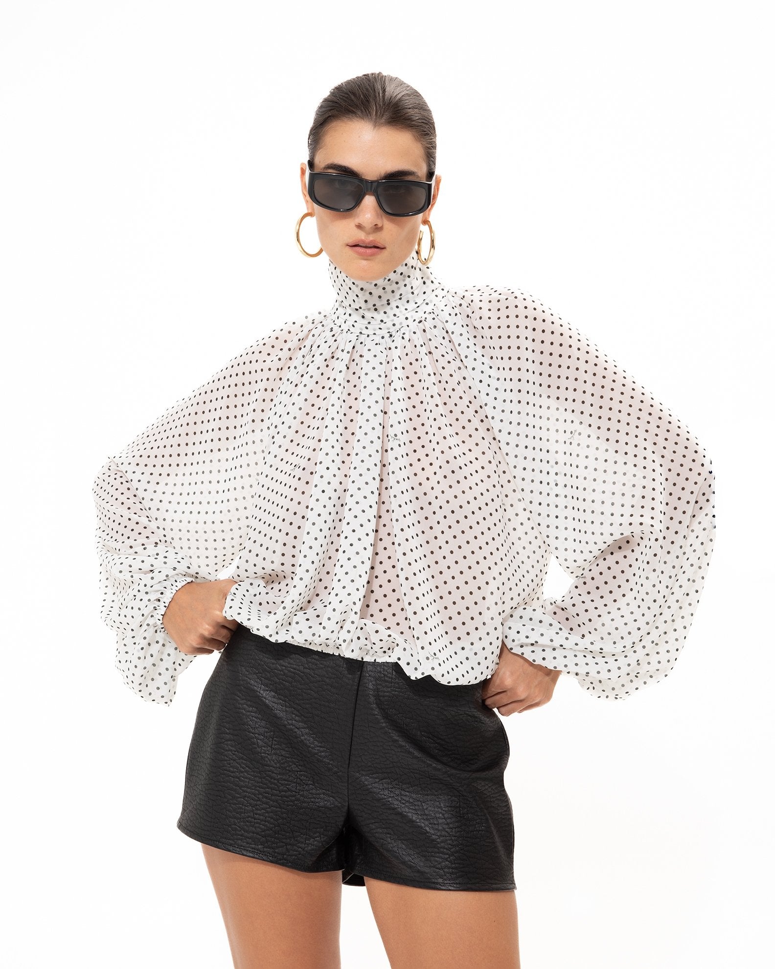 WHITE POLKA BLOUSE