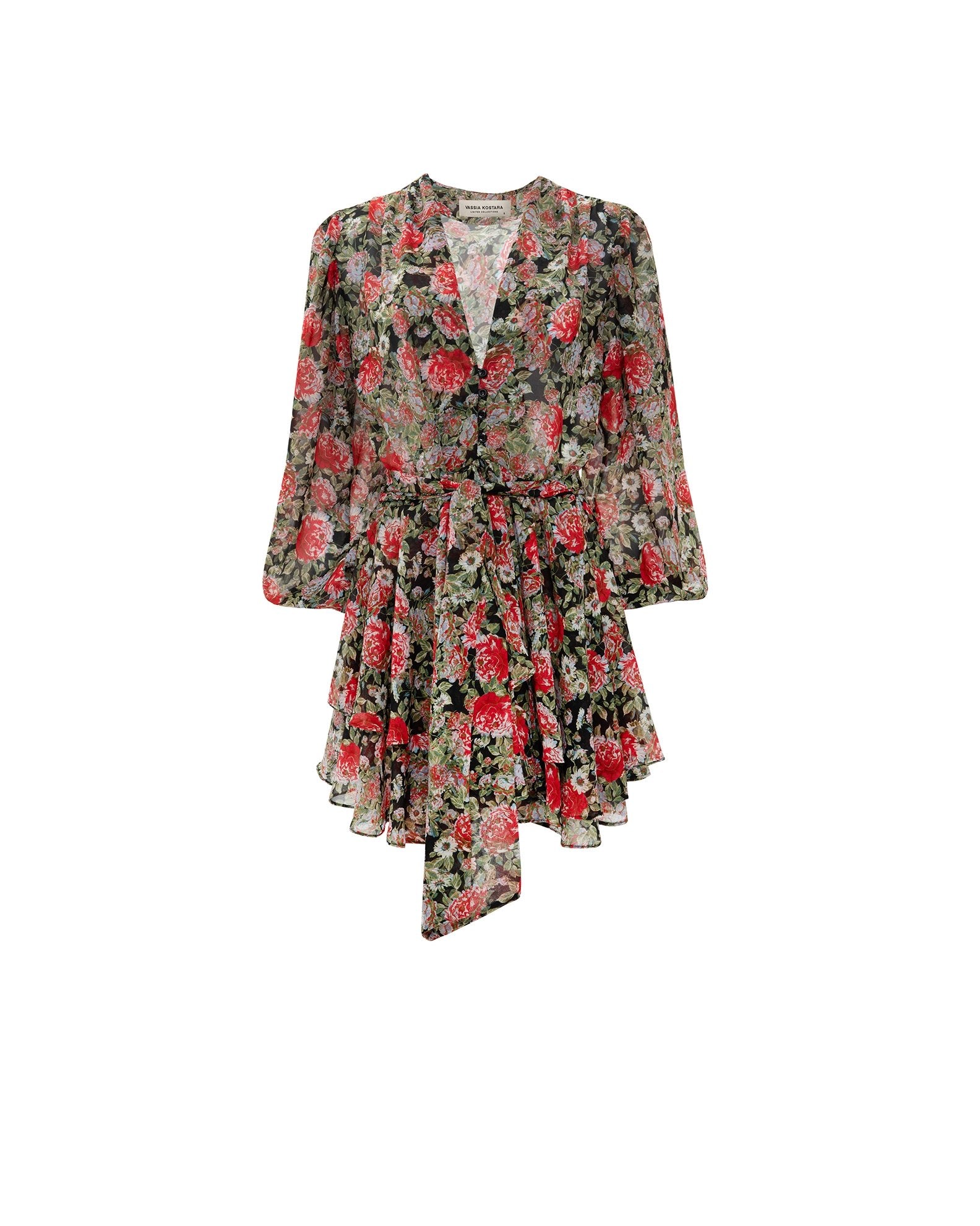 RED FLORAL MINI DRESS