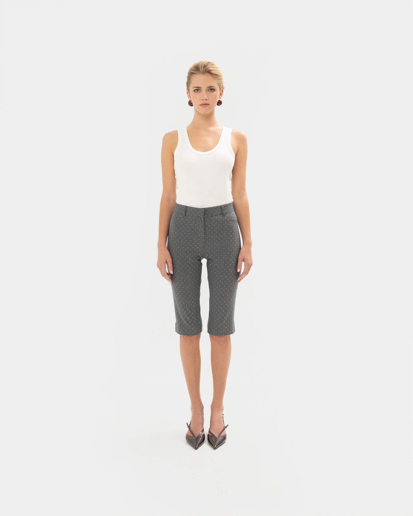 GREY SPARKLE CAPRI PANTS