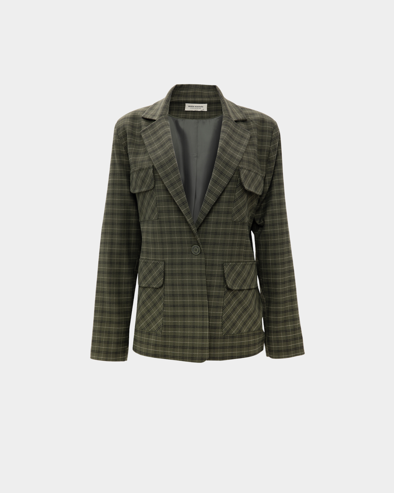 OLIVE CHEQUERED BLAZER