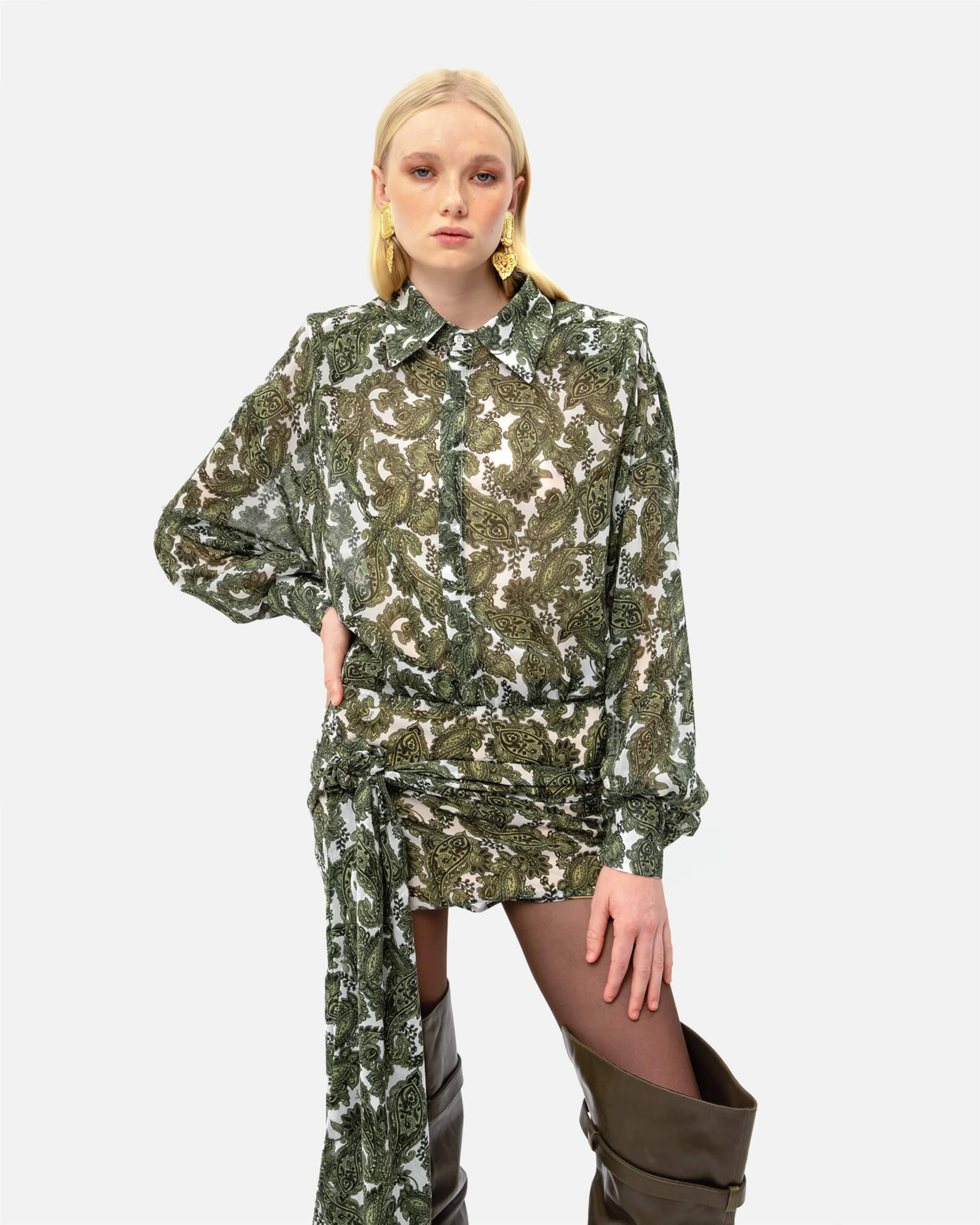 GREEN PAISLEY OS SHIRT