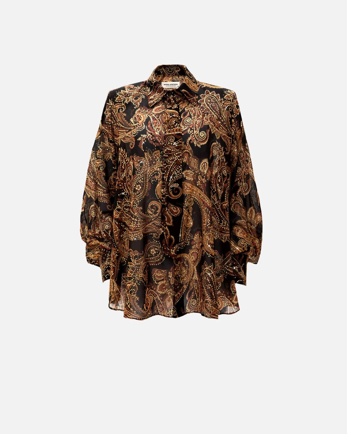 GOLDEN-BROWN PAISLEY OS SHIRT