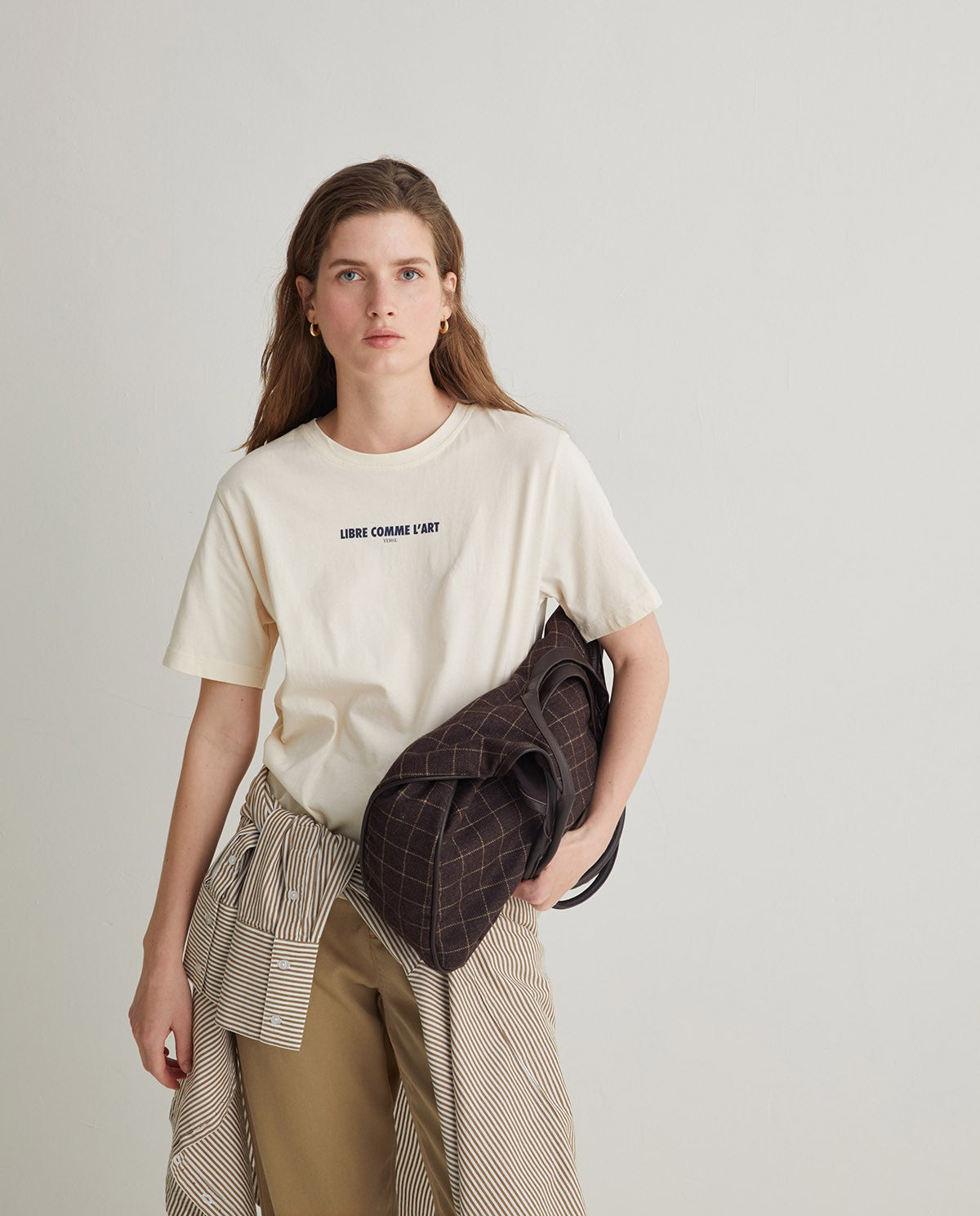 43499 - Ecru Print Cotton T-Shirt