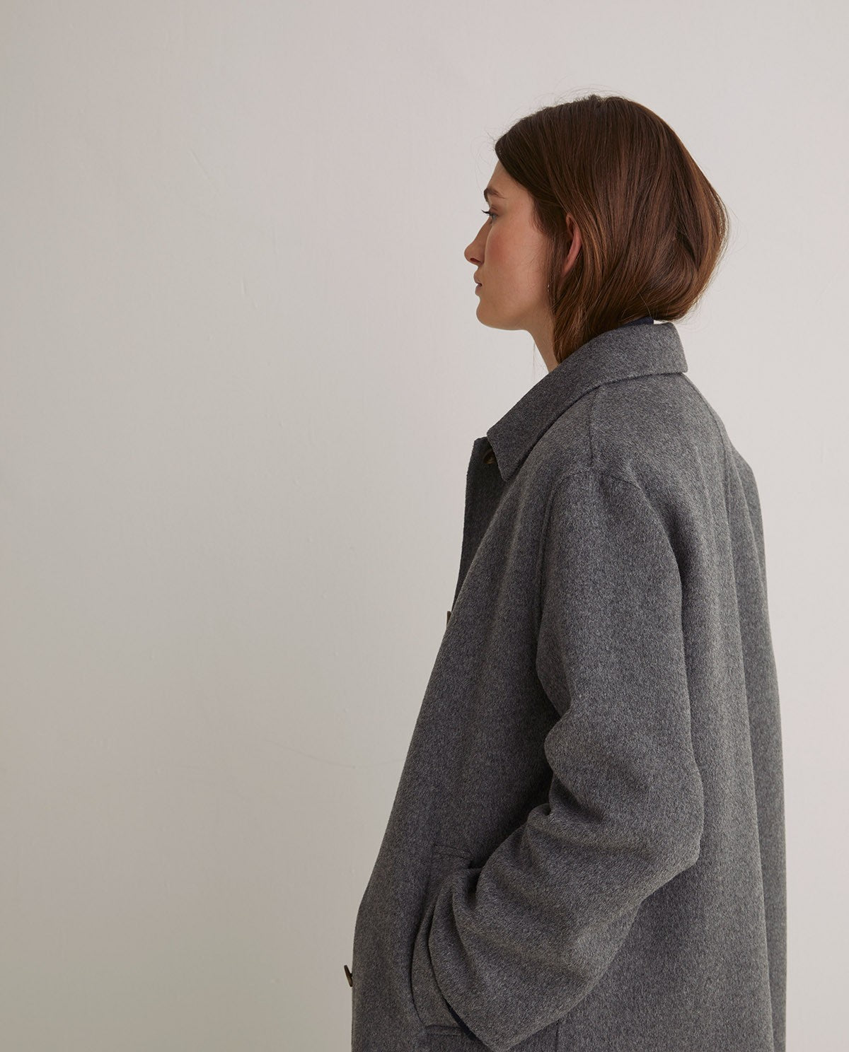 43610 - Grey Wool Long Coat