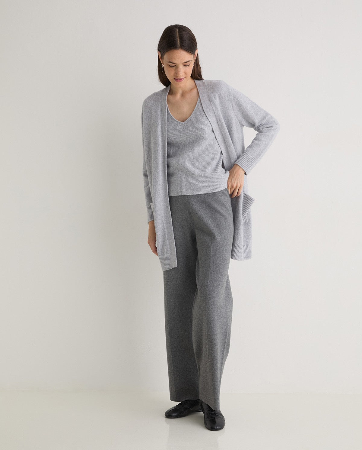 43511 - GREY REGULAR-FIT VISCOSE TROUSERS