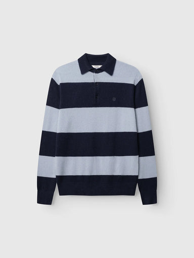 Gabba GABworren Polo Stripes Aico LS Knit Navy Stripe