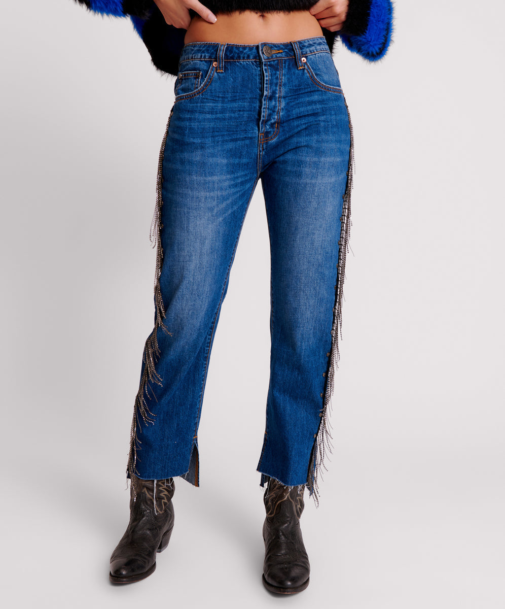 BLUEMOON JEWELLED HOOLIGANS MID WAIST RELAXED JEAN SKU: 26113