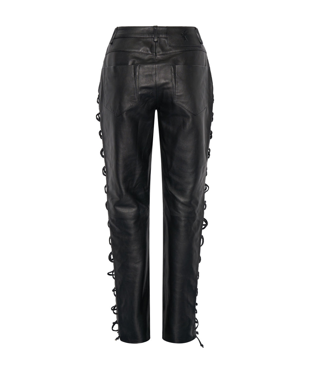 BLACKLIGHT LEATHER LACE UP PANTS SKU:25276