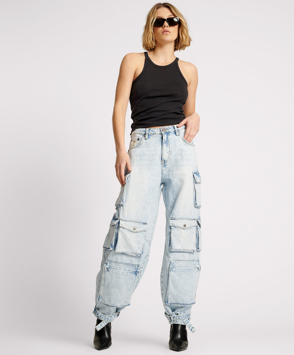 DEPECHE BLUE HIGH WAIST EPIC CARGO JEANS