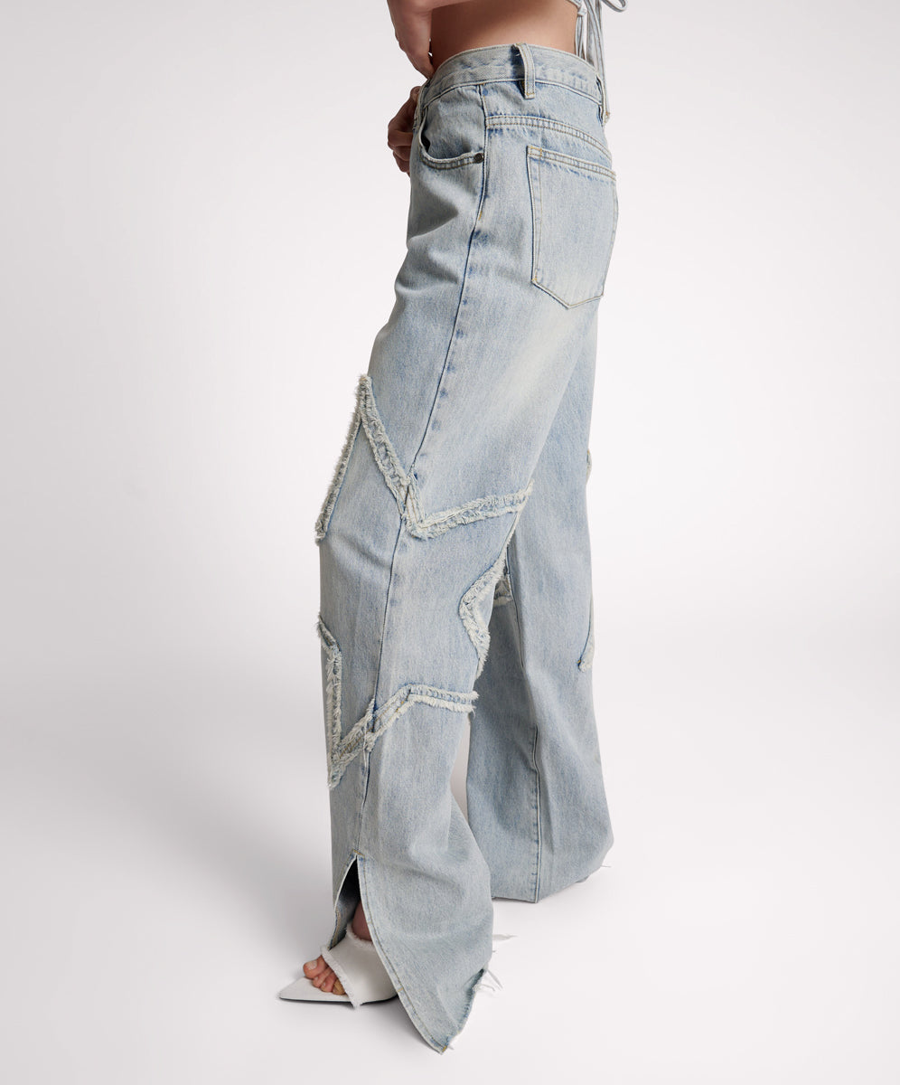 Billie Low Slung Straight Leg Mid Waist Denim Jeans