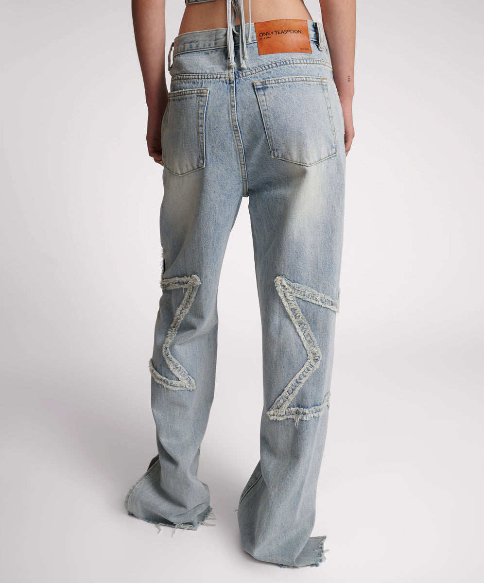 Billie Low Slung Straight Leg Mid Waist Denim Jeans