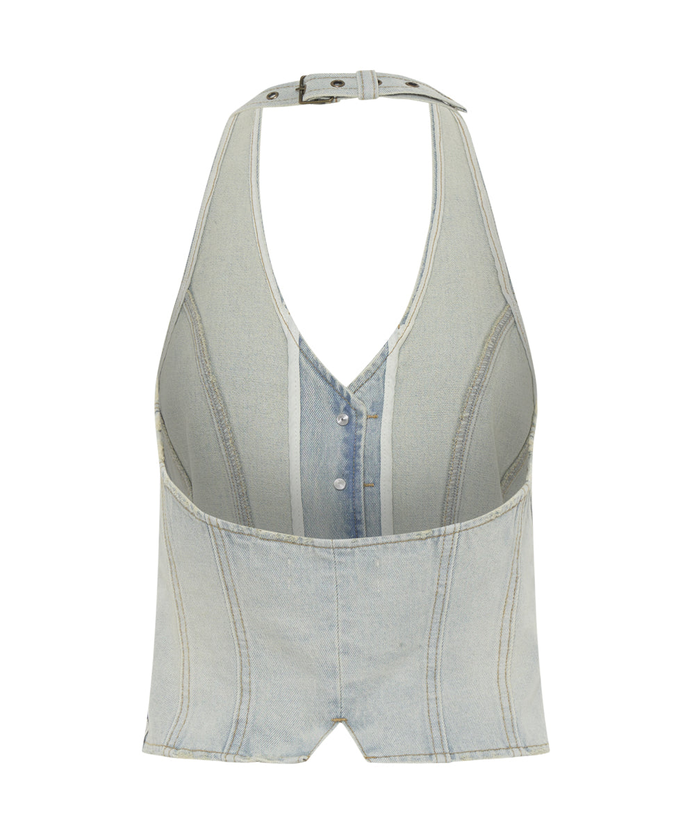 DENIM HALTER TOP