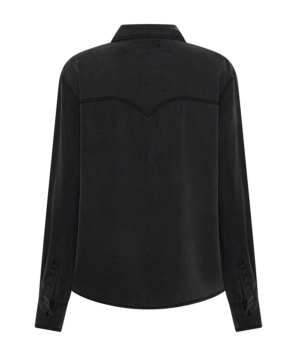 SOFT BLACK TENCEL WESTERN SHIRT