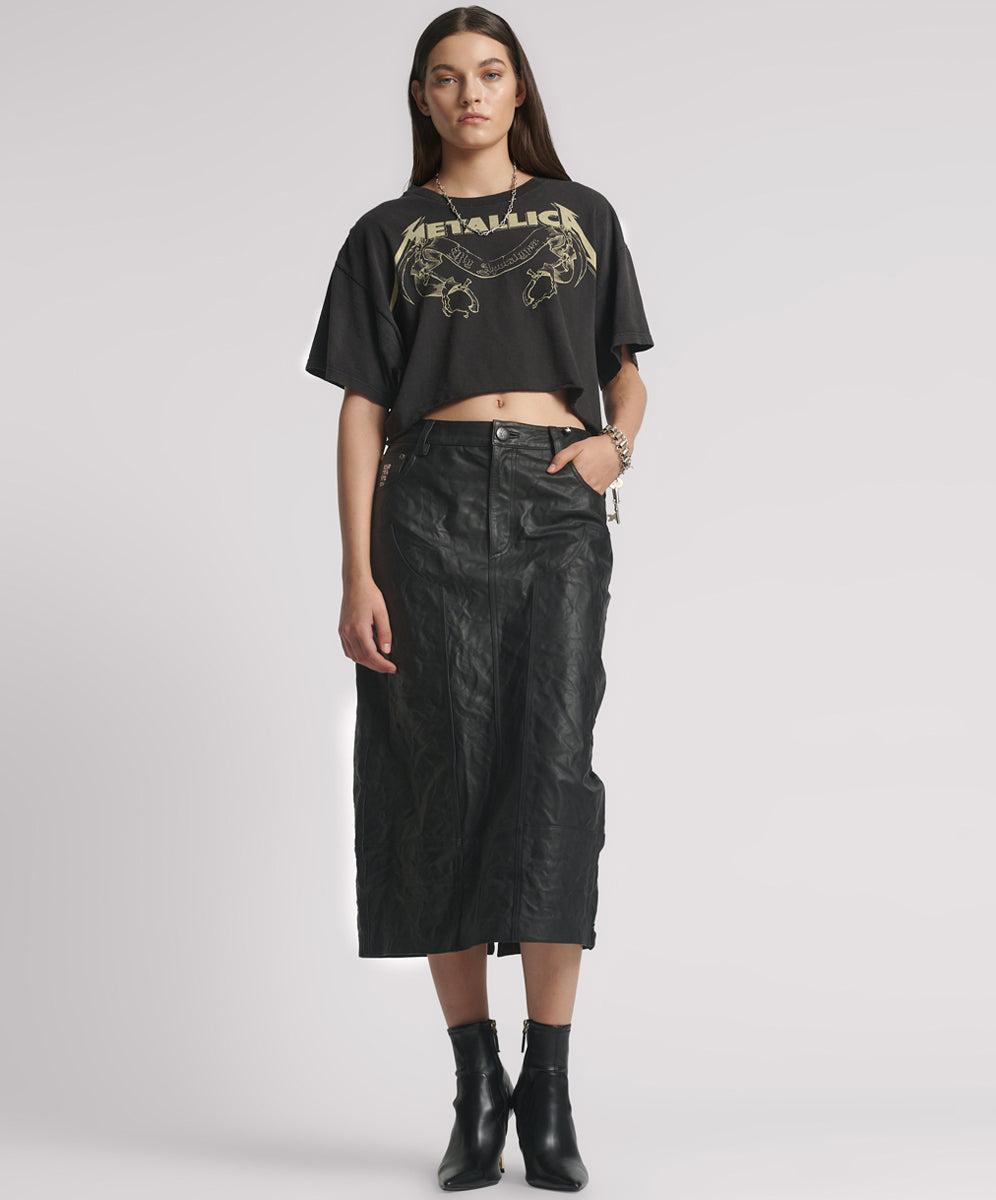 TEXTURED LEATHER CASSIDY LEATHER SKIRT