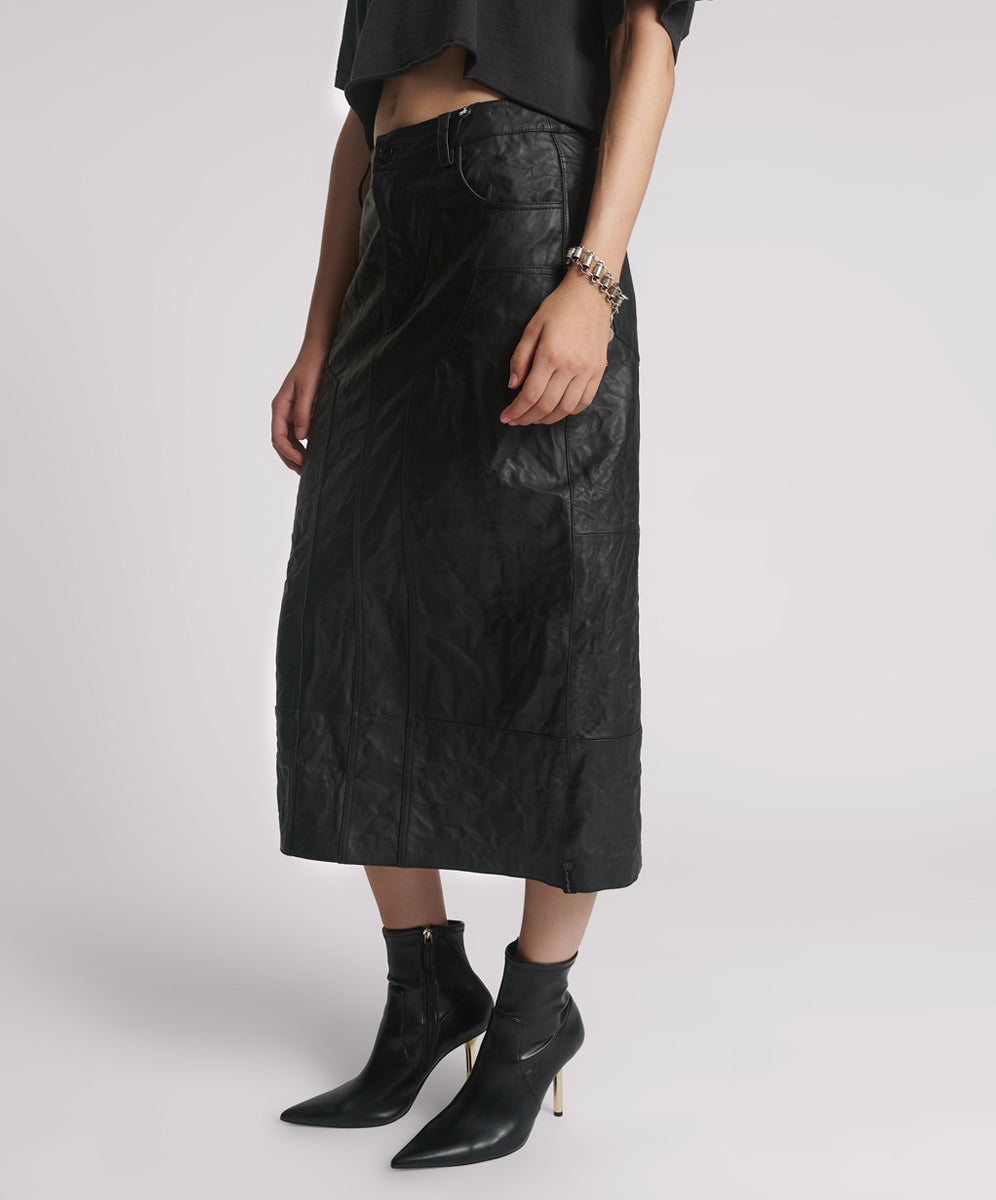 TEXTURED LEATHER CASSIDY LEATHER SKIRT