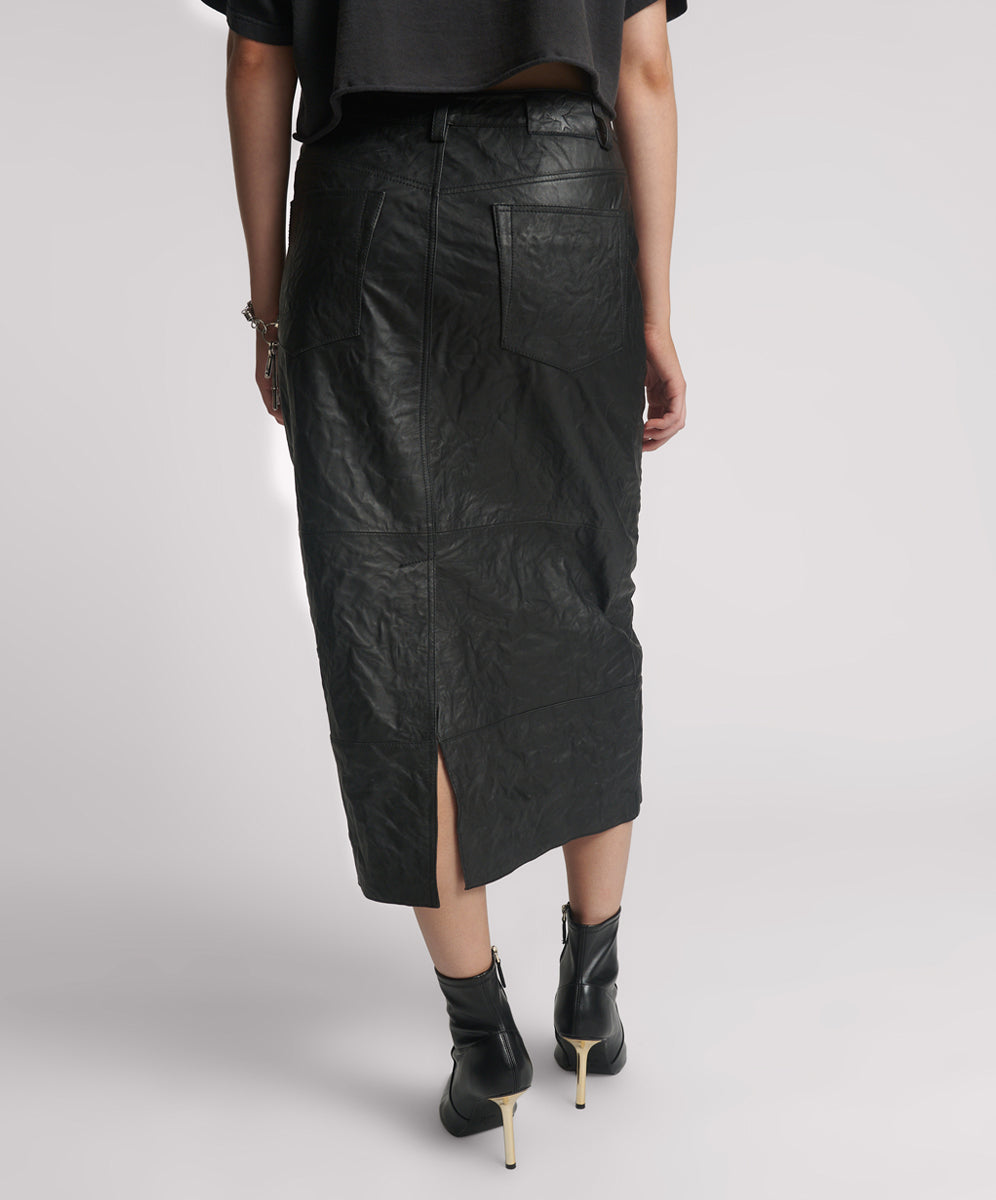 TEXTURED LEATHER CASSIDY LEATHER SKIRT