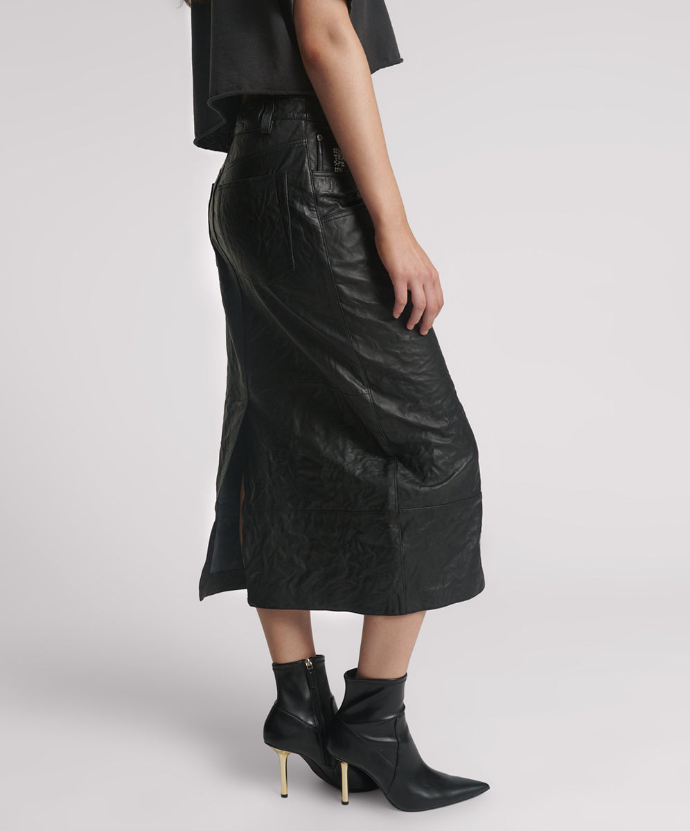 TEXTURED LEATHER CASSIDY LEATHER SKIRT