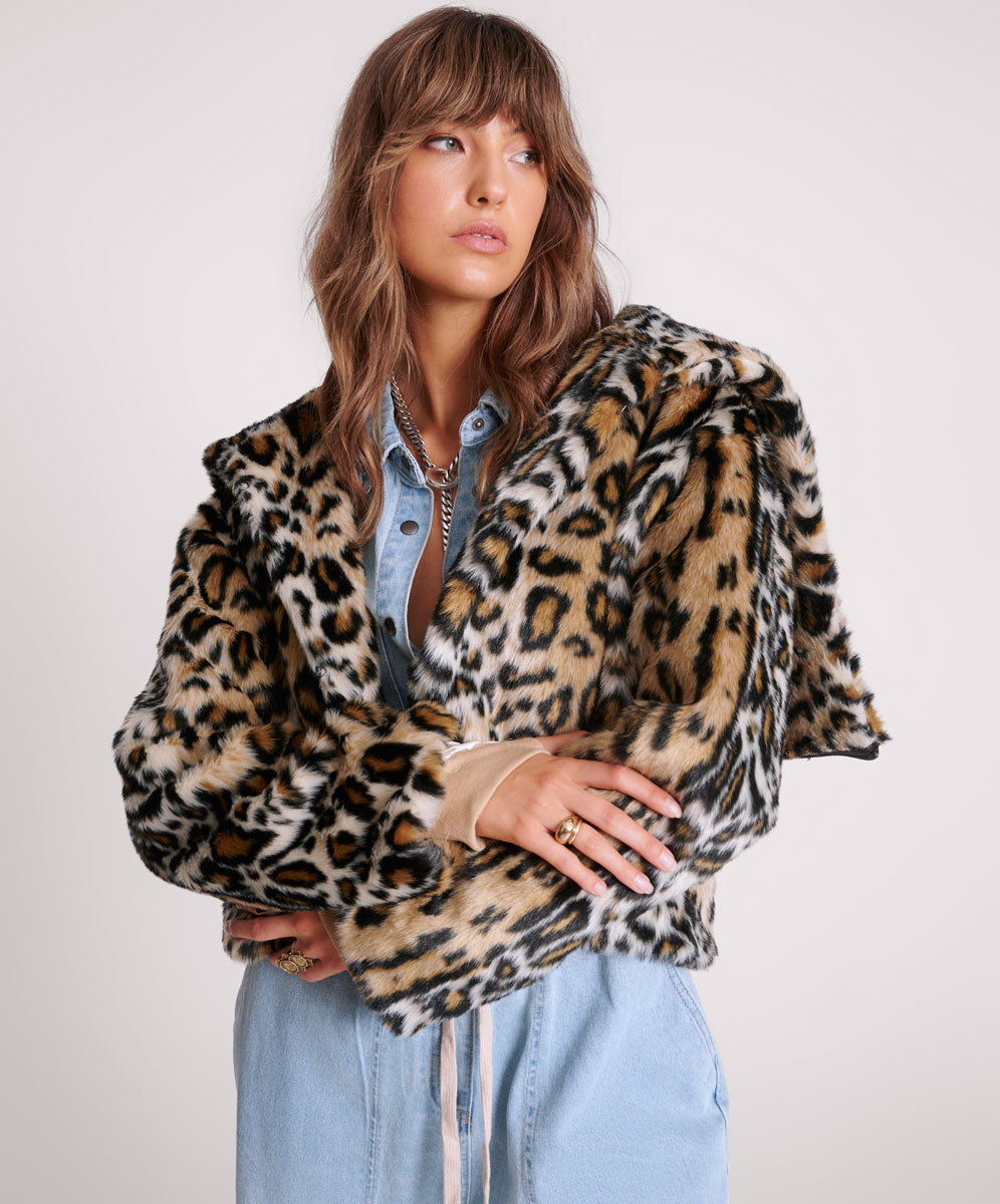 FAUX LEOPARD SPLIT HOOD JACKET