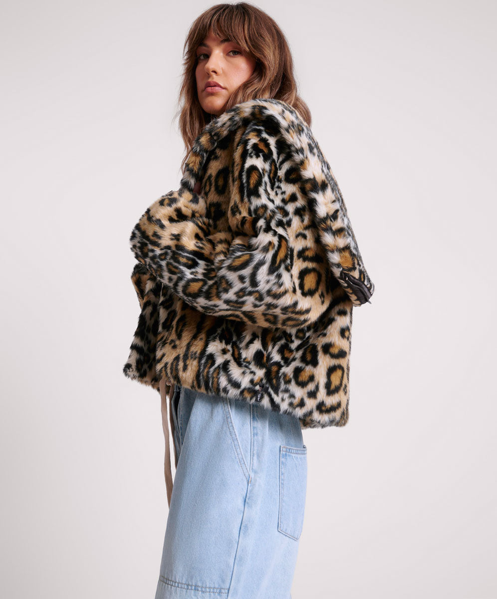 FAUX LEOPARD SPLIT HOOD JACKET