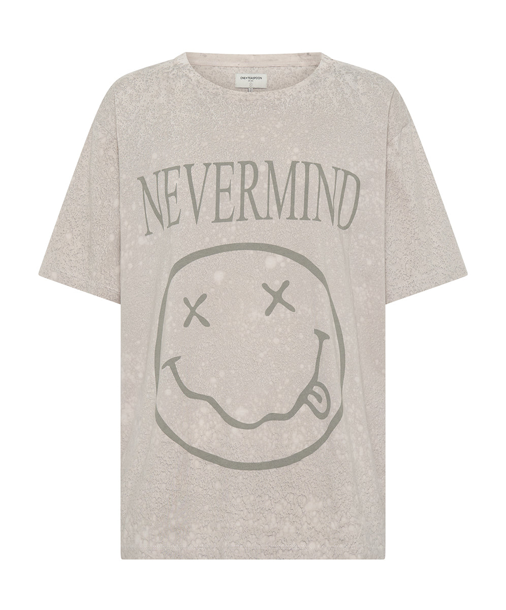 Nevermind Hand Dyed Raindrop Boyfriend Tee - Stone