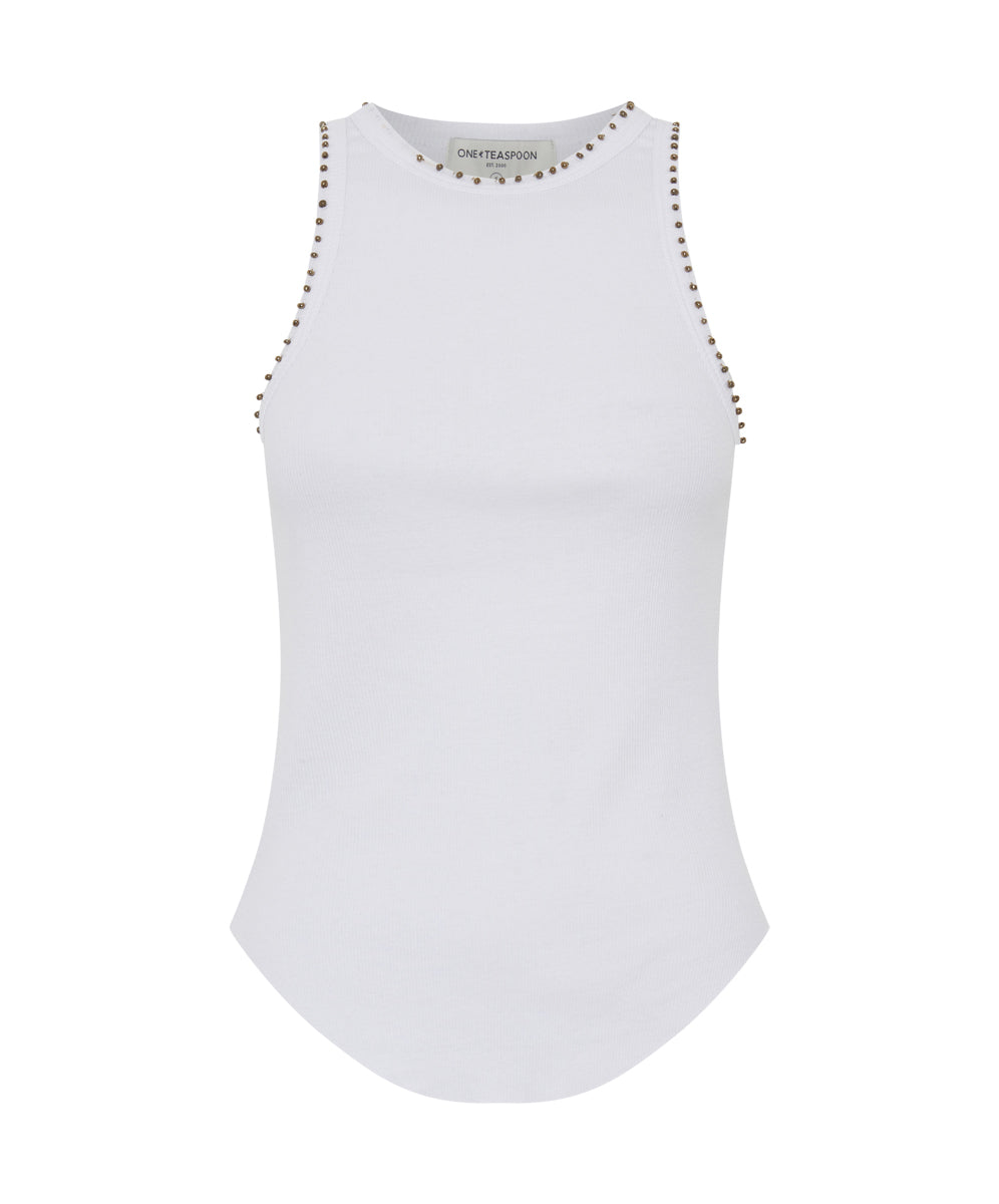 HAND BEADED RAMONE RIB TANK