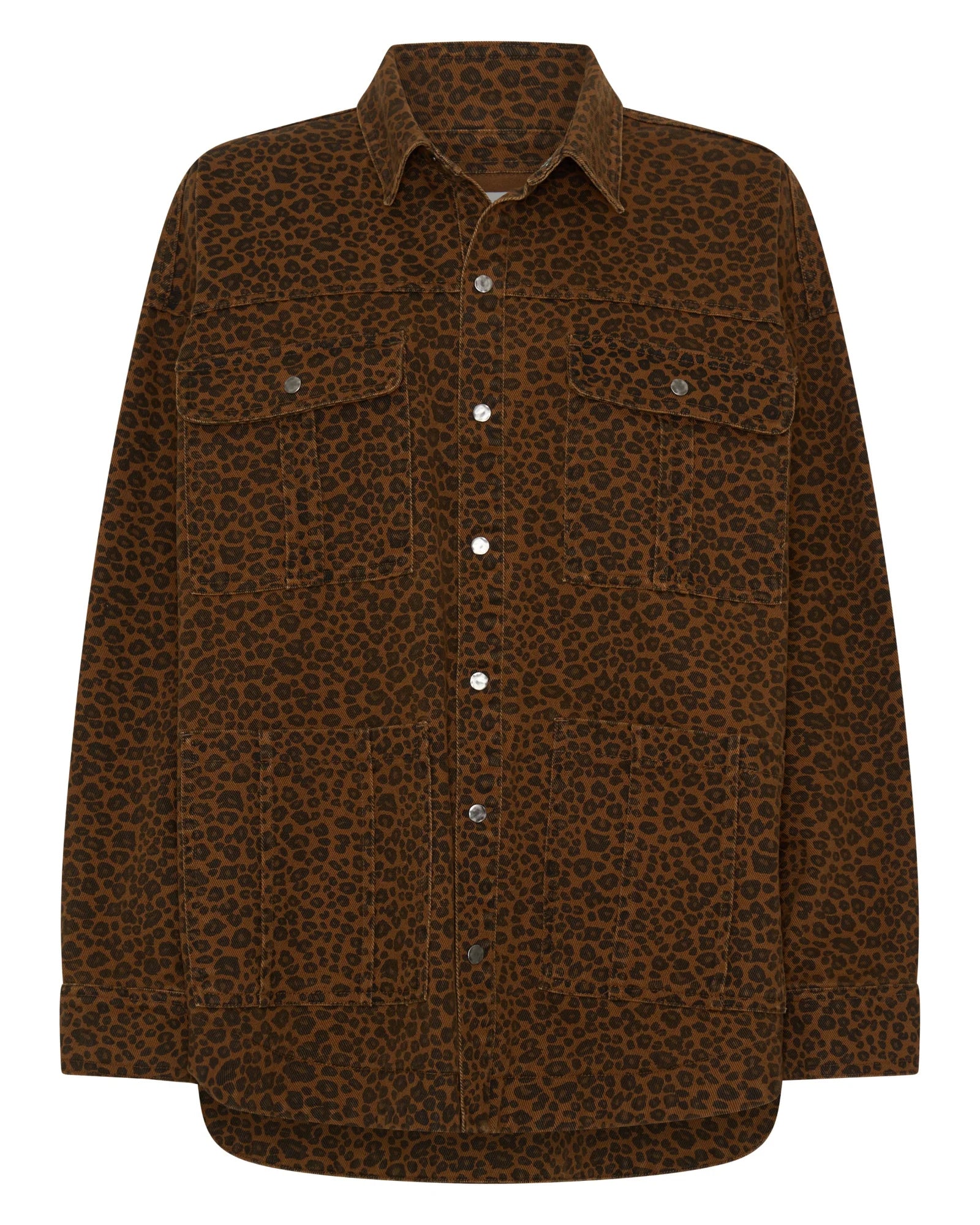 43L27106 - Longline Denim Jacket - Cheetah Print