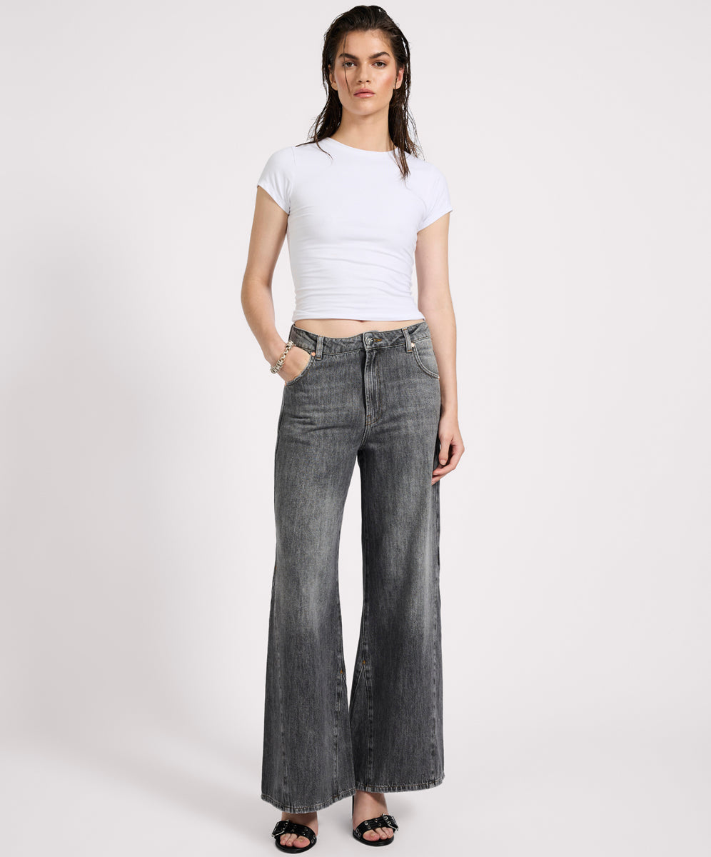 27199 - Cruisers Mid Waist Bootcut Flare Denim Jeans - Charcoal Grey