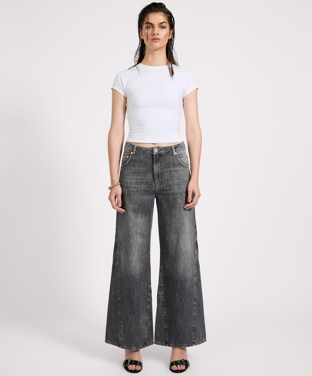 27199 - Cruisers Mid Waist Bootcut Flare Denim Jeans - Charcoal Grey