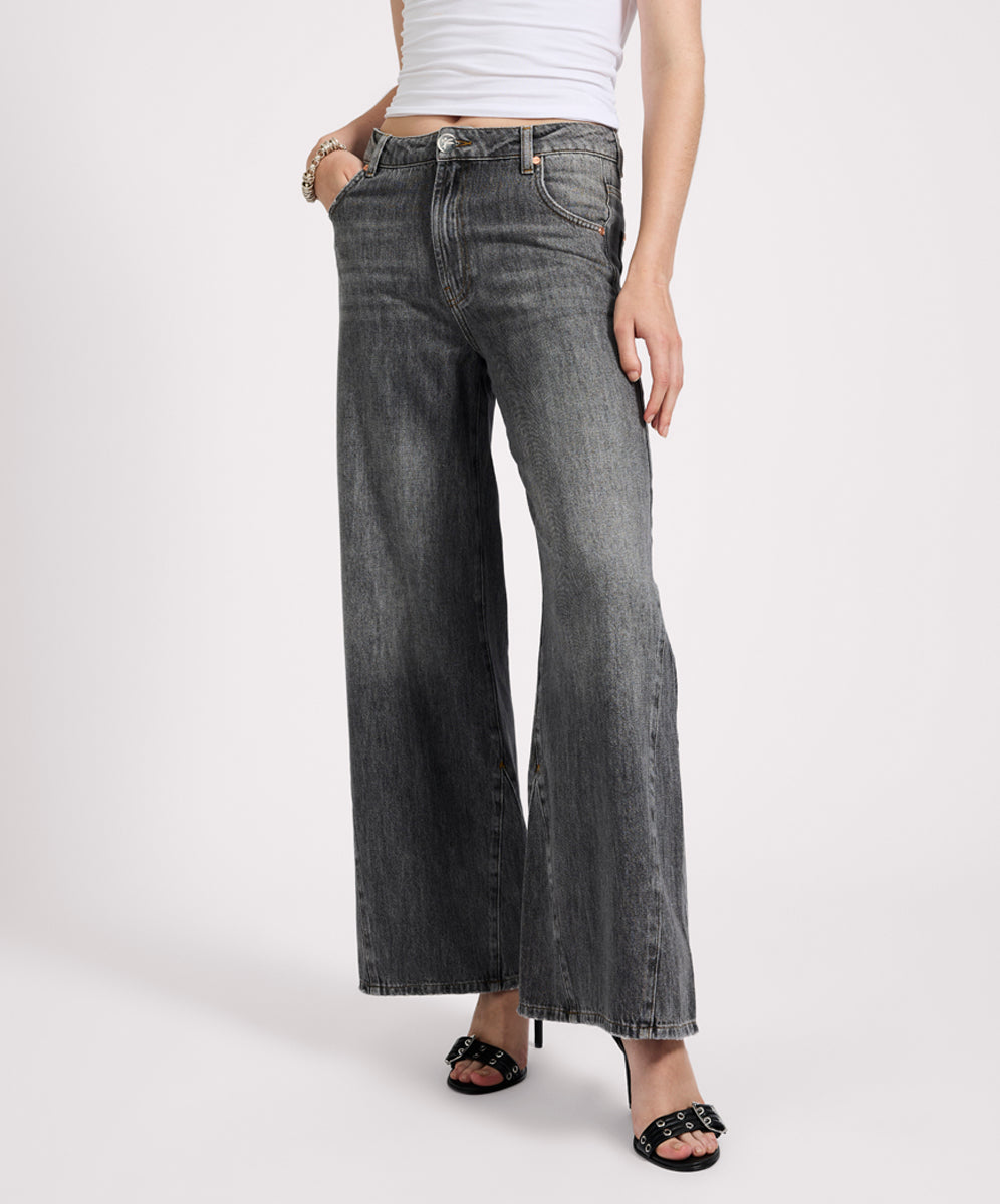 27199 - Cruisers Mid Waist Bootcut Flare Denim Jeans - Charcoal Grey