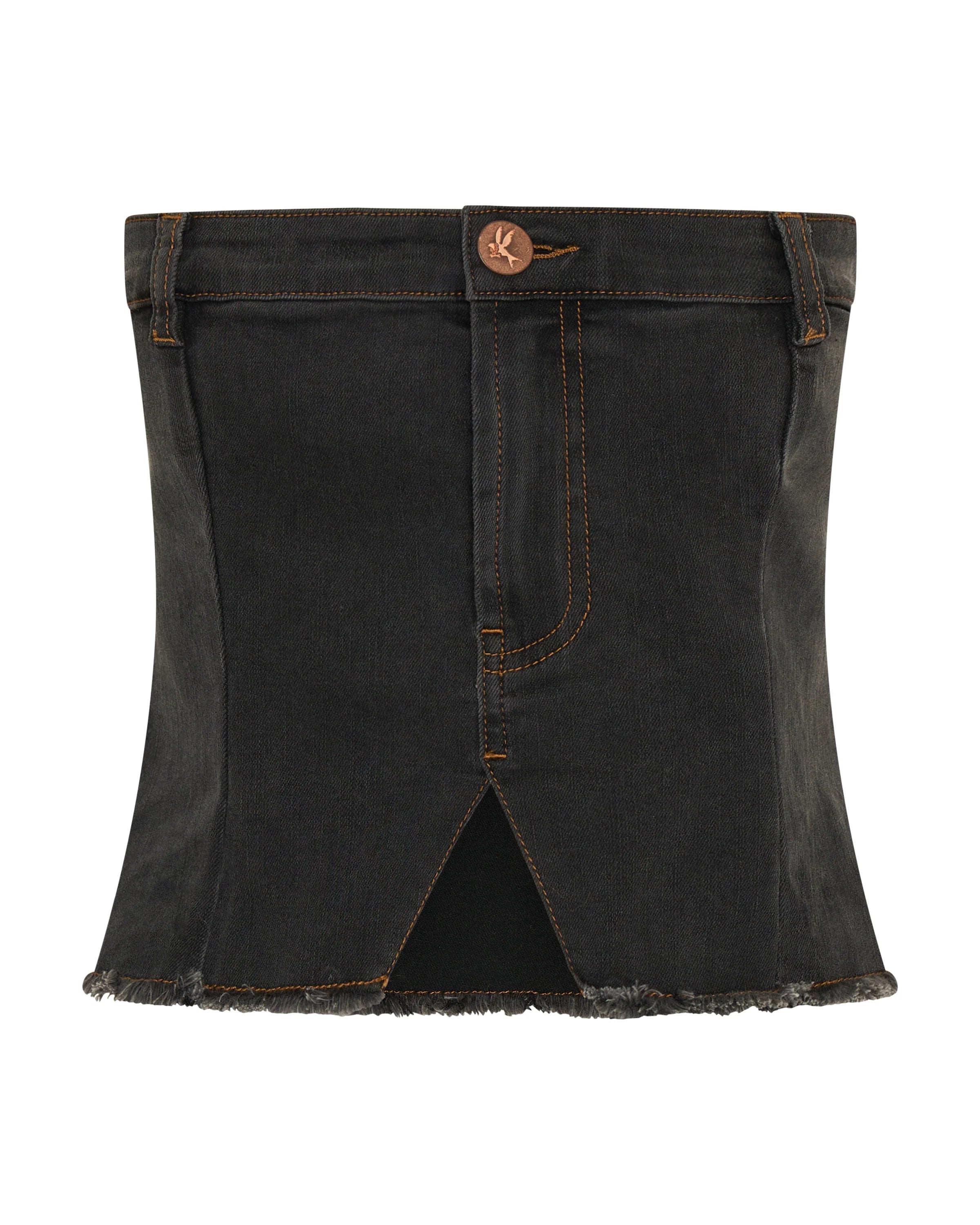 44L27202 - Denim Strapless Tube Top - Black