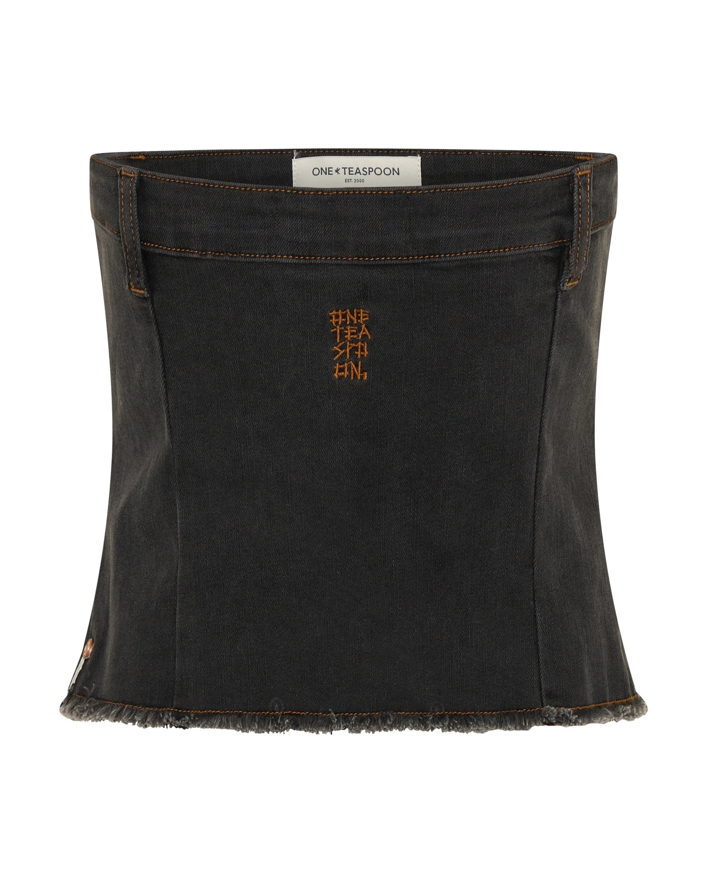 44L27202 - Denim Strapless Tube Top - Black