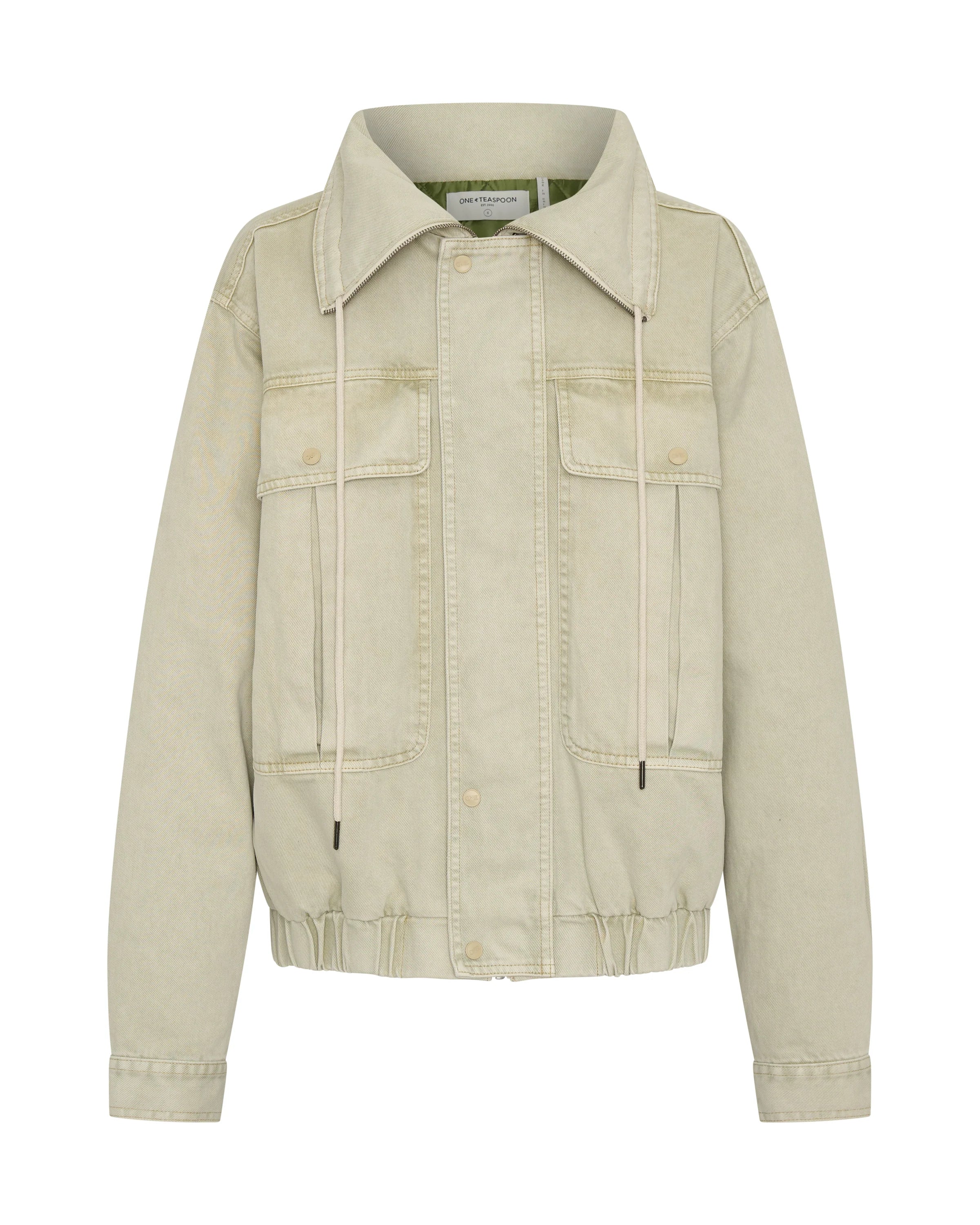 44L27219 - Denim Utility Puffer Jacket - Antique Stone