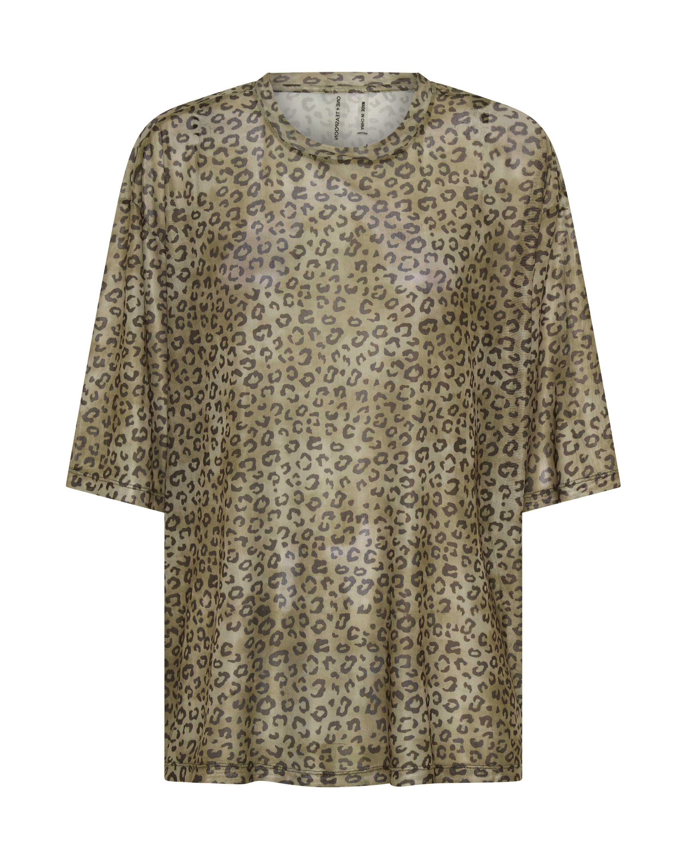 44L27269B - Mesh Oversized Kobe Tee - Khaki Cheetah Print