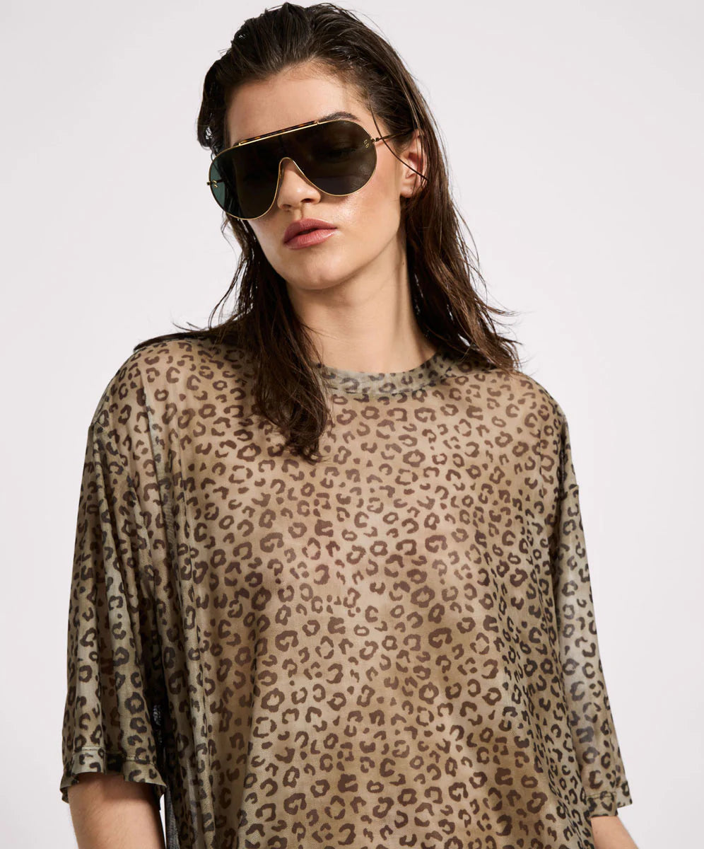 44L27269B - Mesh Oversized Kobe Tee - Khaki Cheetah Print