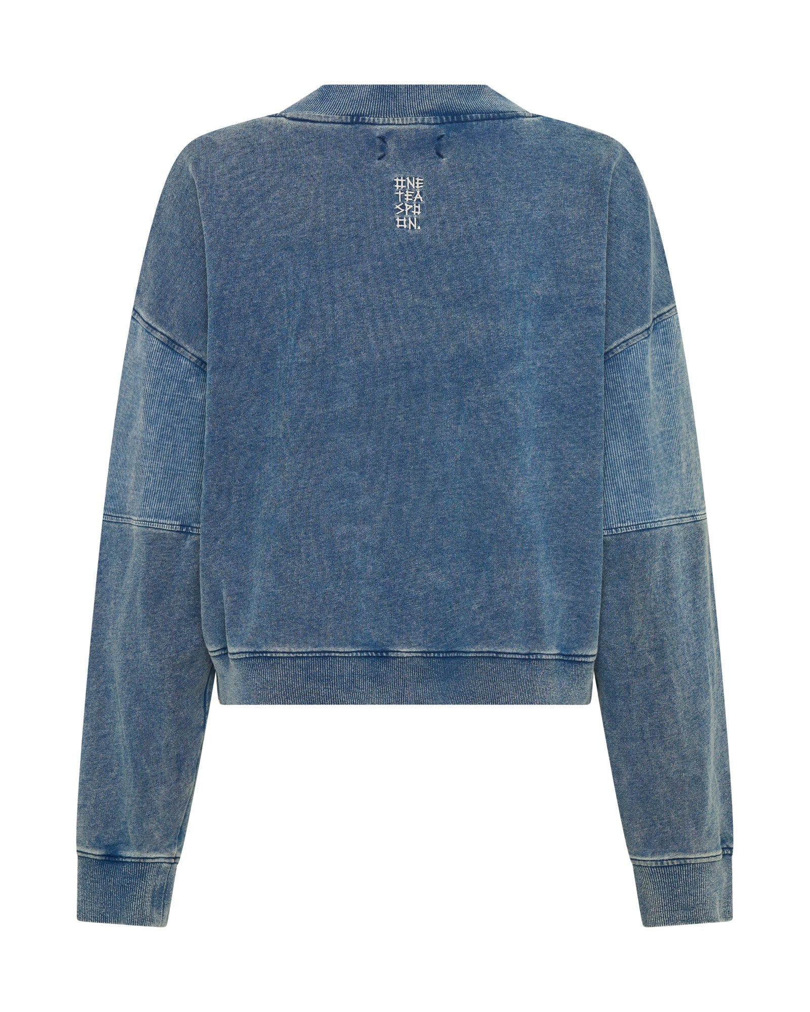 27390 - Retro Fade Panelled V Sweater - Washed Blue