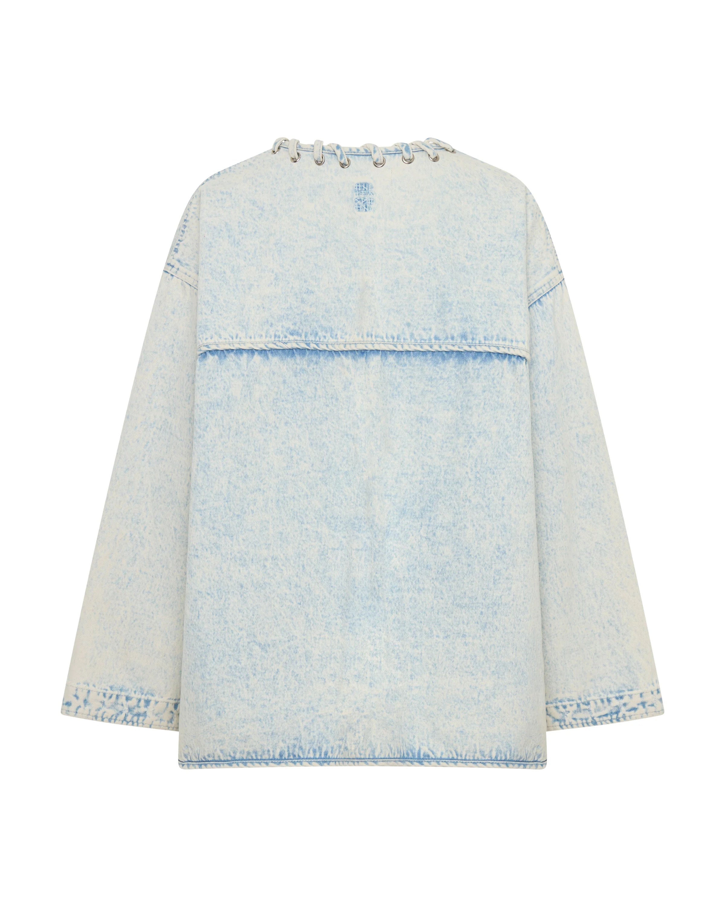 27428 - Ringleader Threaded Oversized Denim Jacket - Beach Blue