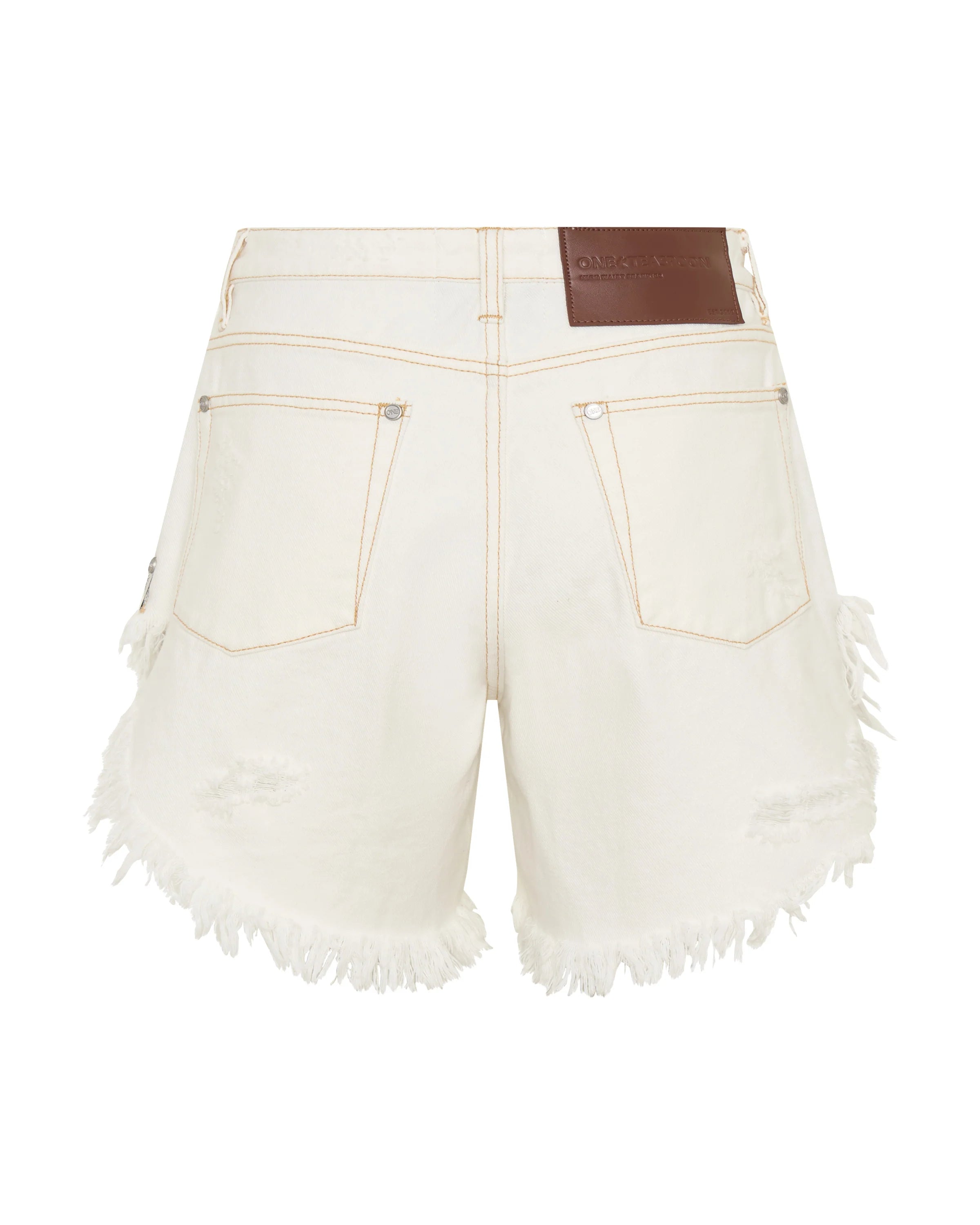 27434 - Frankies High Waist Long Length Denim Shorts - White Beauty