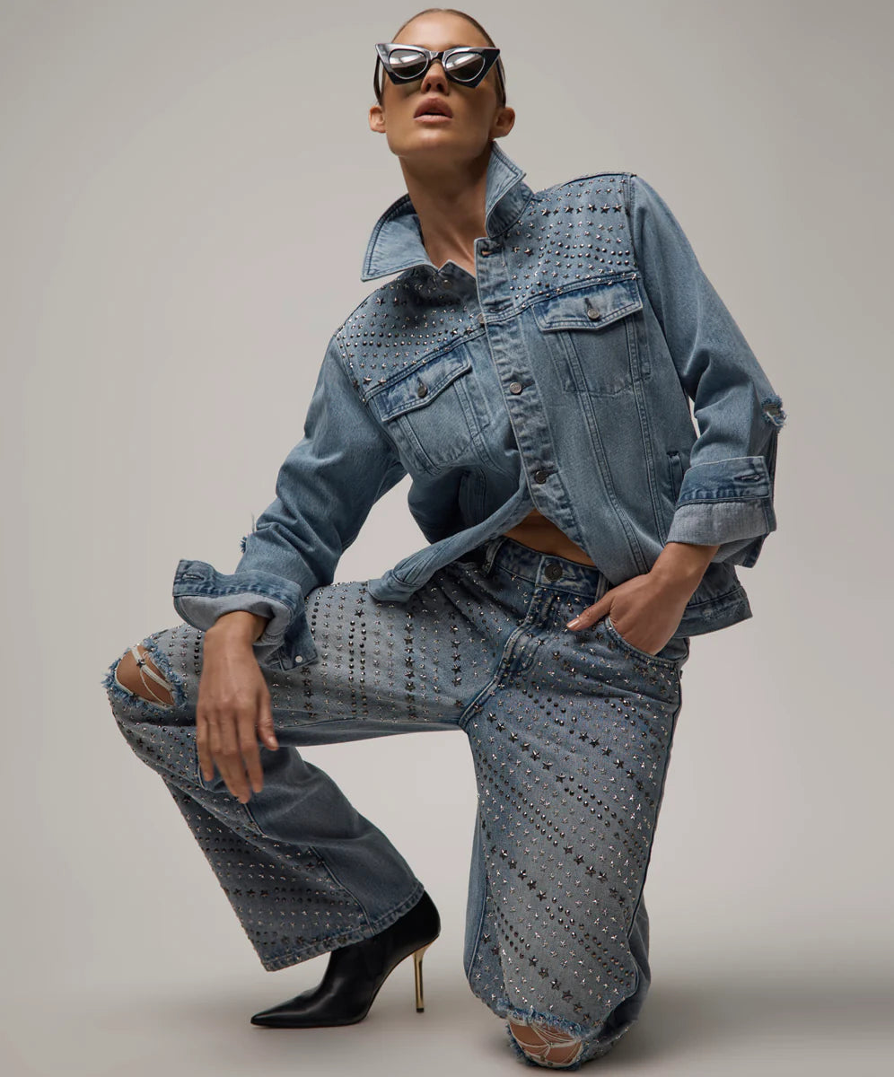 27574 - 25th Anniversary Limited Edition Trucker Studded Denim Jacket - Salty Dog