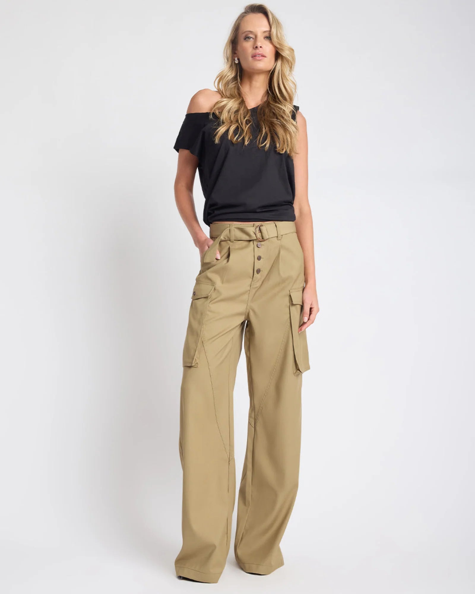 One teaspoon Elemental High Waist Tencel Cargo Pants - Khaki