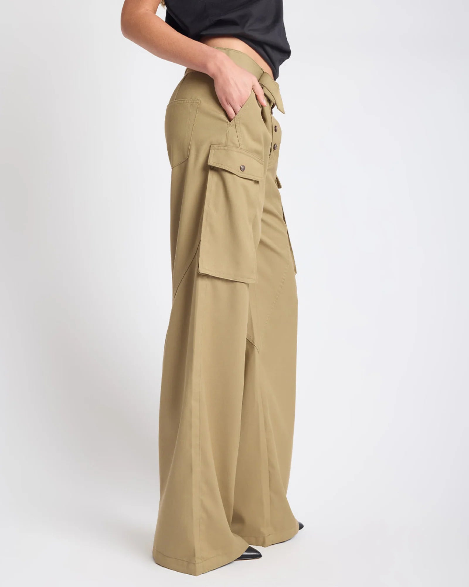 One teaspoon Elemental High Waist Tencel Cargo Pants - Khaki
