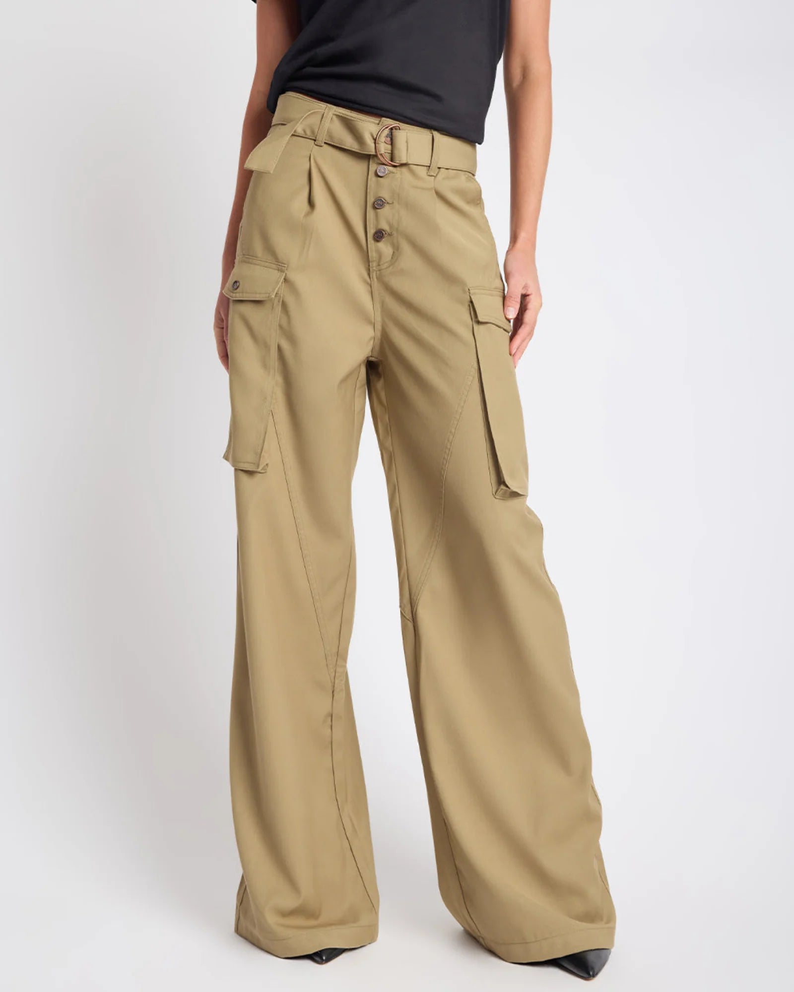 One teaspoon Elemental High Waist Tencel Cargo Pants - Khaki