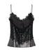One Teaspoon Afterparty Sequin Cami Top - Silver & Black Lace
