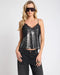 One Teaspoon Afterparty Sequin Cami Top - Silver & Black Lace