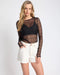 One teaspoon Black Magic Star Sheer Mesh Longsleeve Top - Black