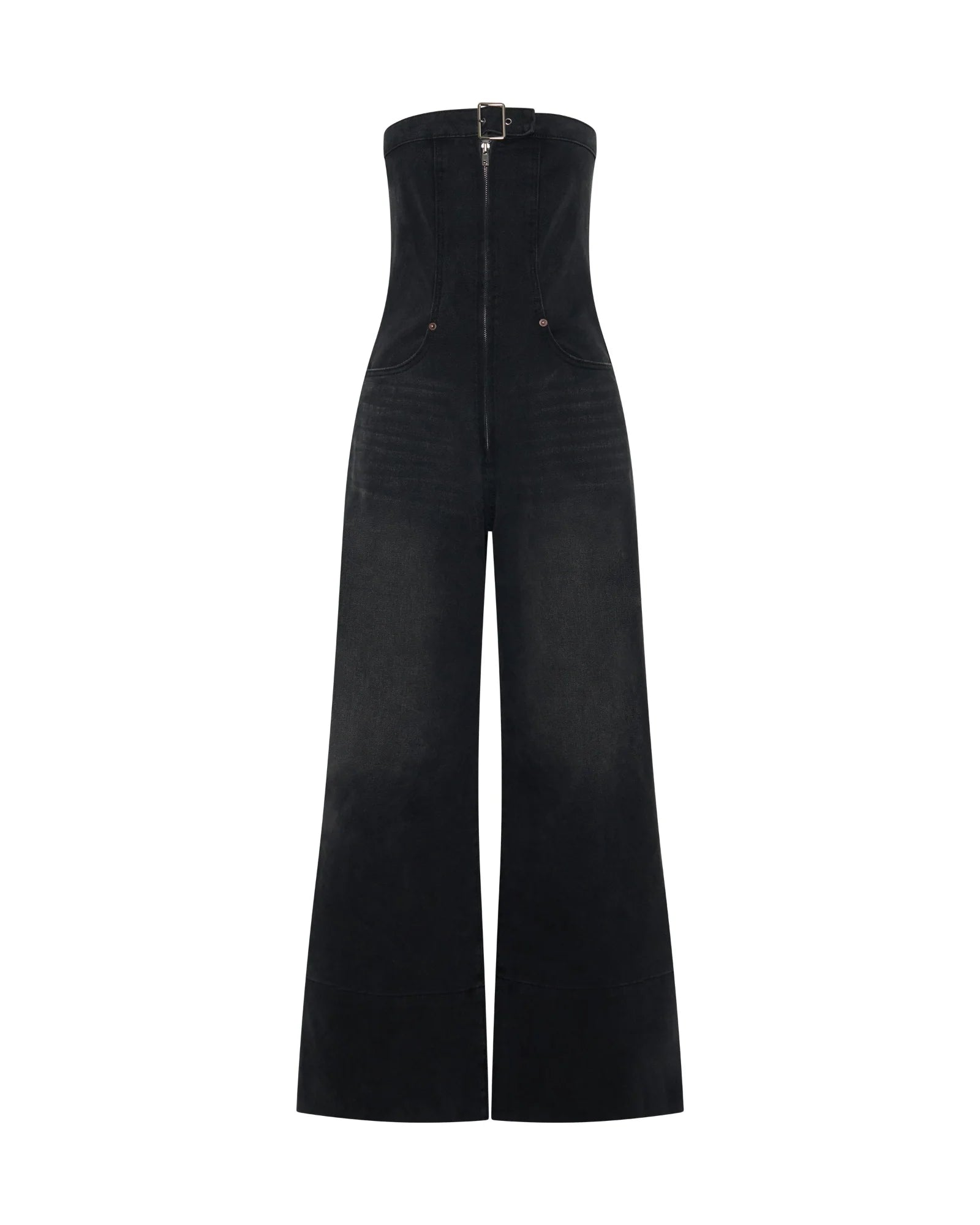 One teaspoon Dark Angel Strapless Wide Leg Denim Jumpsuit - Smokey Black
