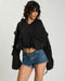 One teaspoon Puff Power Cropped Zip-Off Sleeve Hoodie - Vintage Black