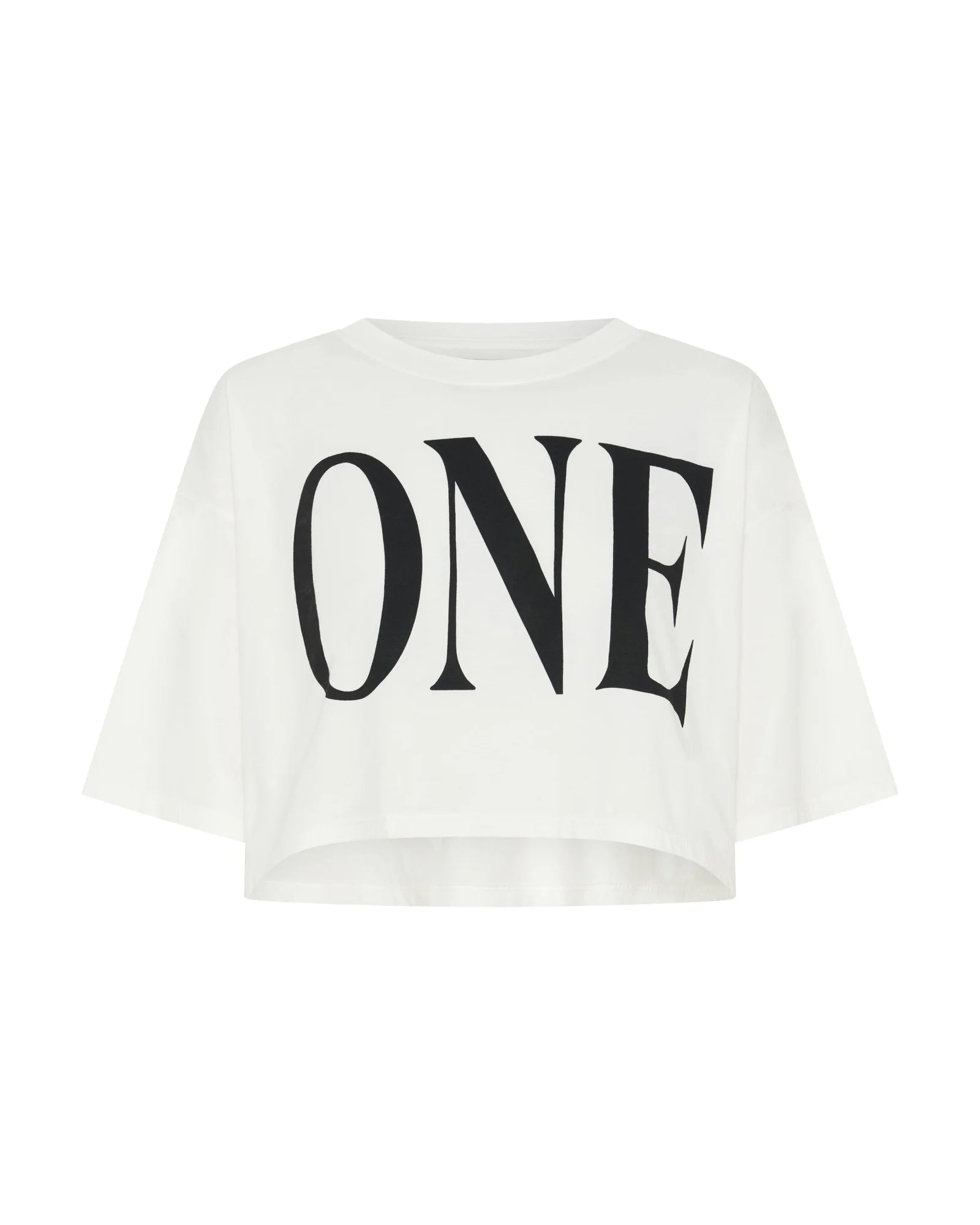 One teaspoon One Logo Boxy Crop Tee - Ivory