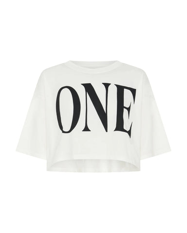 One teaspoon One Logo Boxy Crop Tee - Ivory
