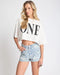 One teaspoon One Logo Boxy Crop Tee - Ivory