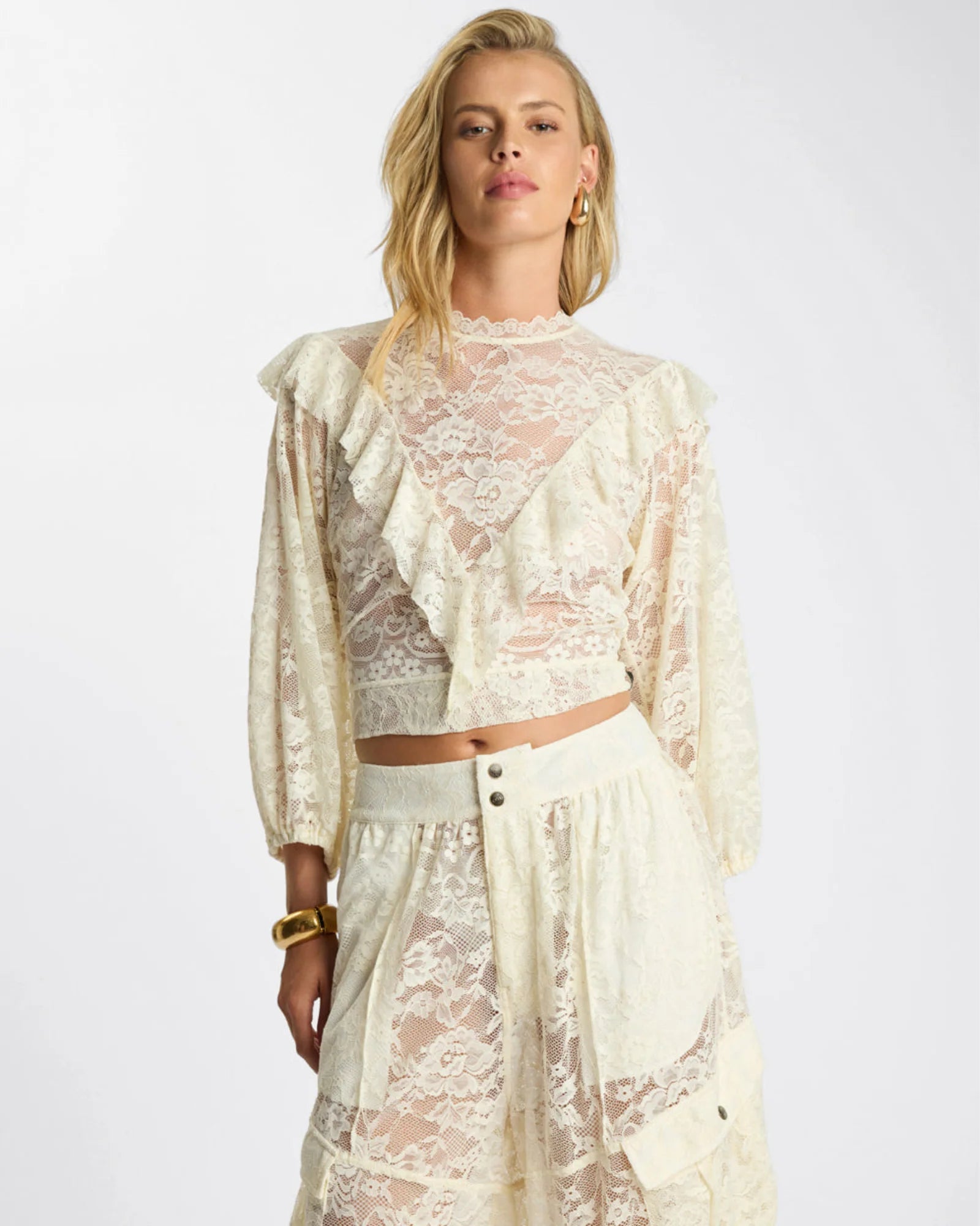 One teaspoon Savage Romance Lace Frill Cami Top - Vintage White